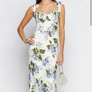 Reformation Floral Maxi Dress - White and Blue